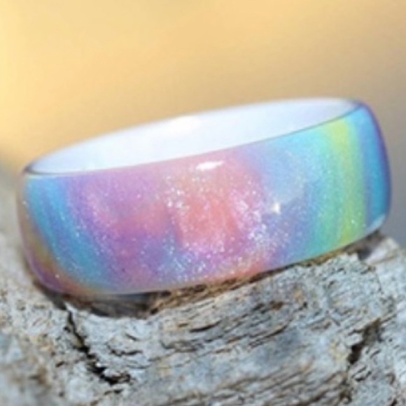 ❌SOLD ❌New Blue Cloud Fire Opal Handmade Band Ring for Necklace or Hand - Picture 6 of 15